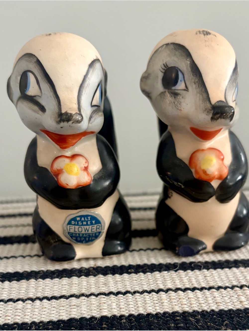 Vintage Walt Disney Flower/Skunk Salt and Pepper set